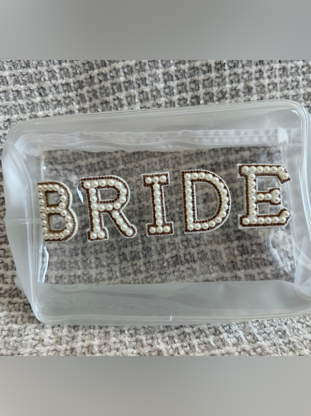 Pearl-Embellished “Bride” Patch Multi-purpose bag- White